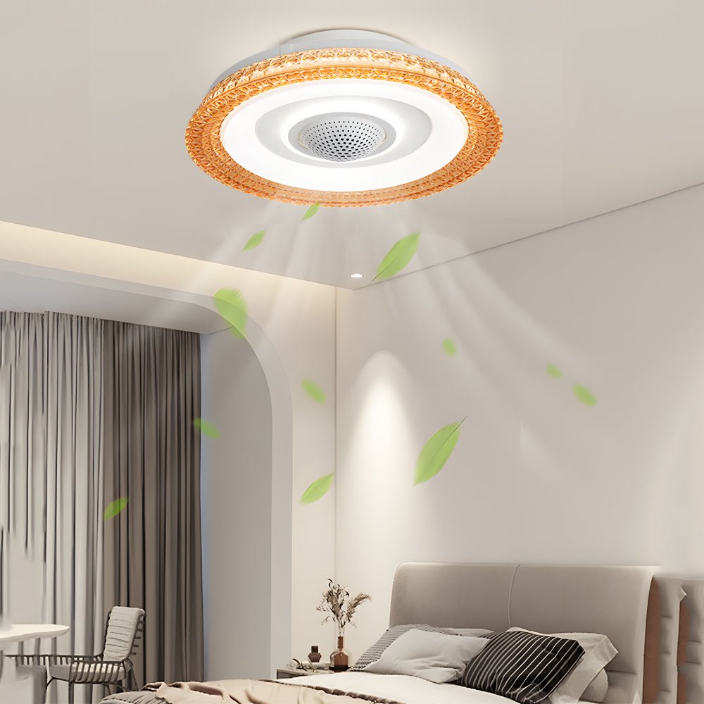 Sleek White Bladeless Smart Ceiling Fan with Remote & Dimmable LED for Home