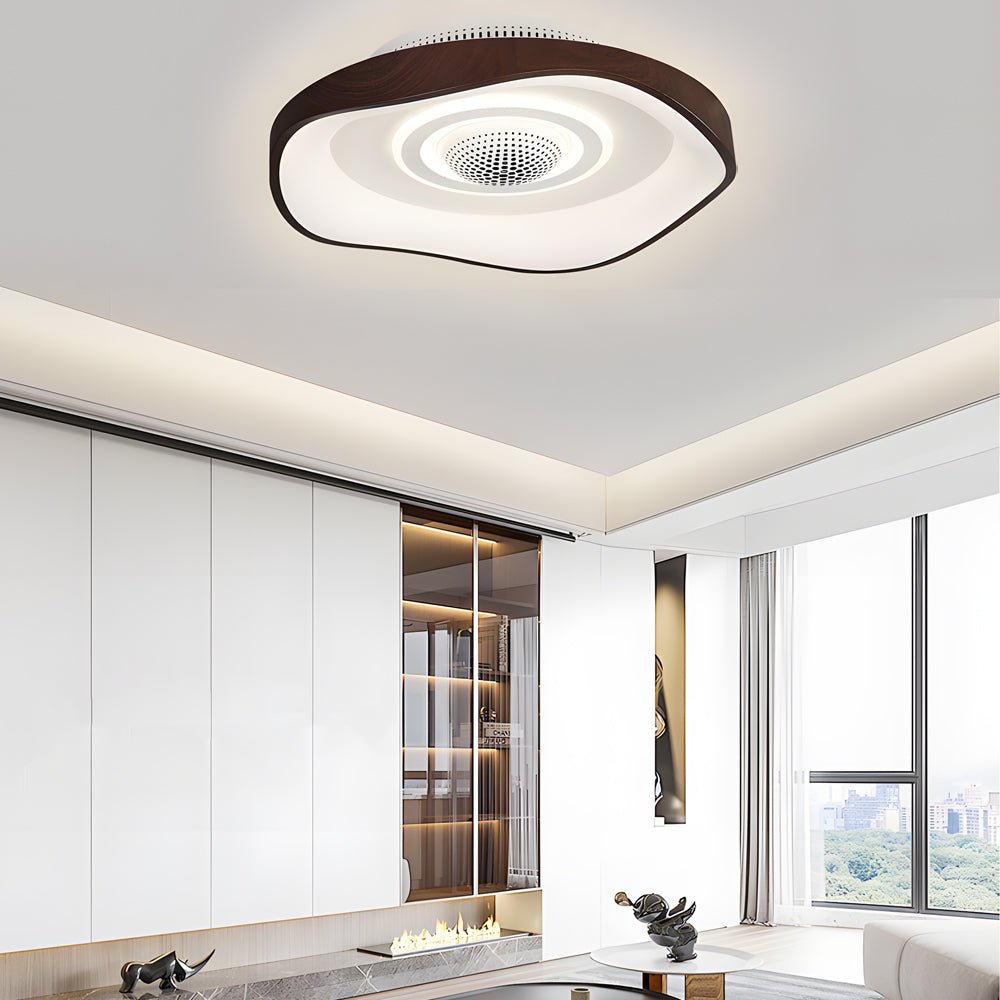 Modern White Bladeless Fan with Dimmable LED Light for Home Comfort