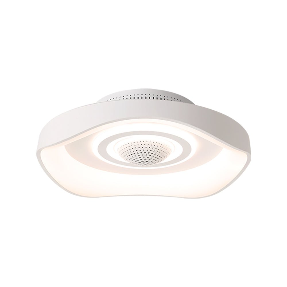 Modern White Bladeless Fan with Dimmable LED Light for Home Comfort