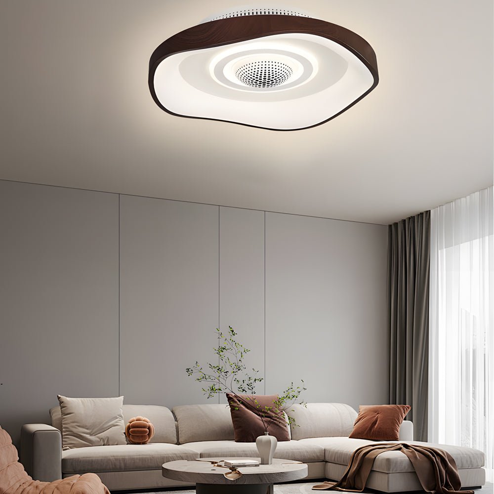 Modern White Bladeless Fan with Dimmable LED Light for Home Comfort