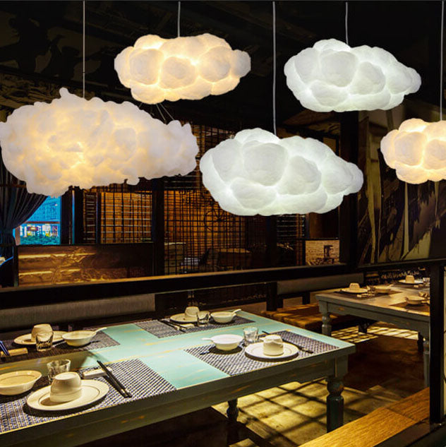 Contemporary White Fabric LED Pendant Light for Bedroom or Living Room