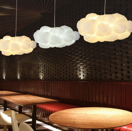 Contemporary White Fabric LED Pendant Light for Bedroom or Living Room