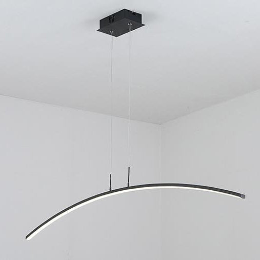 Nordic Minimalist White Arch Linear LED Chandelier for Modern Spaces