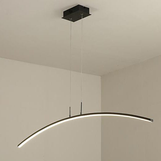 Nordic Minimalist White Arch Linear LED Chandelier for Modern Spaces