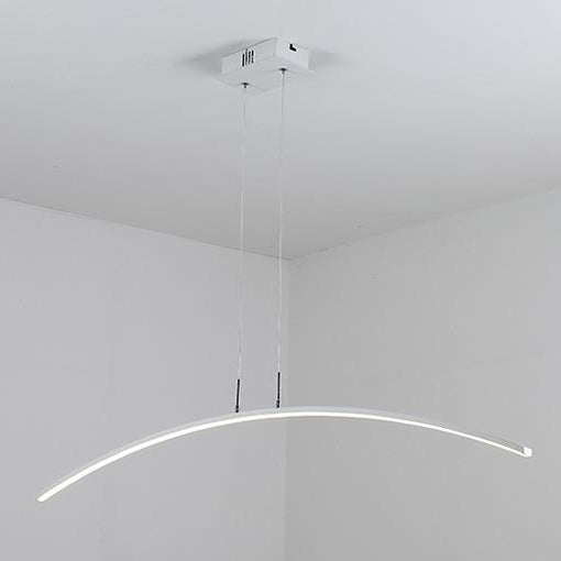 Nordic Minimalist White Arch Linear LED Chandelier for Modern Spaces