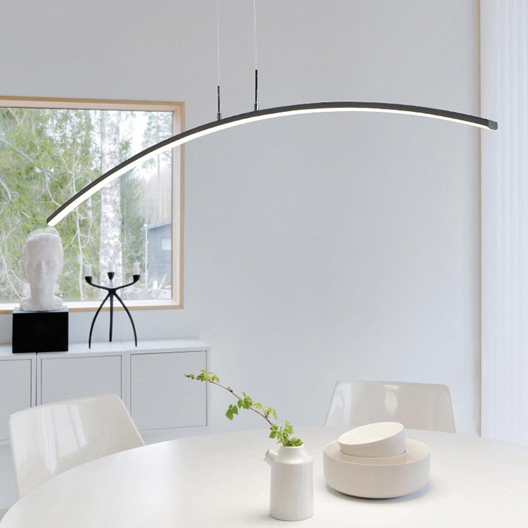 Nordic Minimalist White Arch Linear LED Chandelier for Modern Spaces