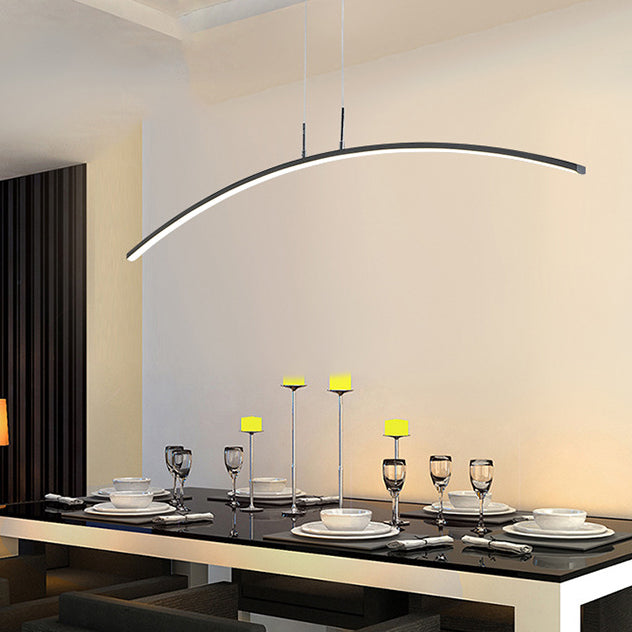 Nordic Minimalist White Arch Linear LED Chandelier for Modern Spaces