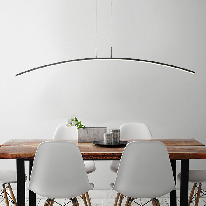Nordic Minimalist White Arch Linear LED Chandelier for Modern Spaces