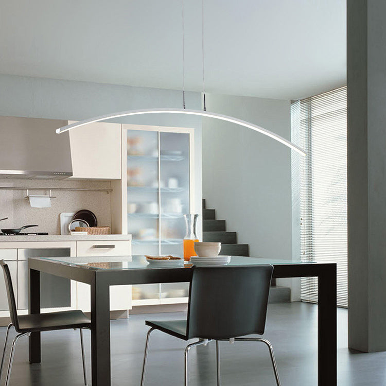Nordic Minimalist White Arch Linear LED Chandelier for Modern Spaces