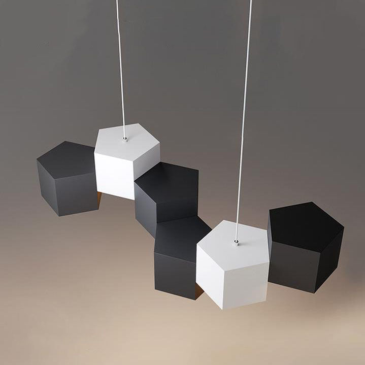 Stylish Multi-Color Geometric Iron LED Macaron Chandelier for Living Room