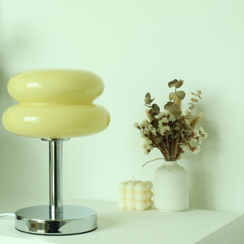 Contemporary Clear Glass 1-Light Table Lamp for Living Room or Bedroom
