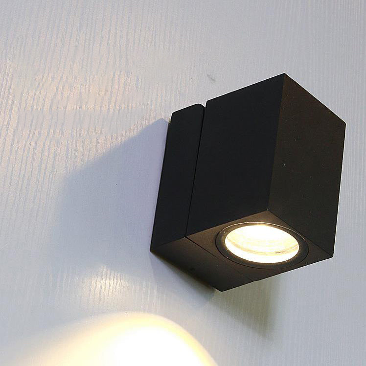 Adjustable Modern Black Square LED Outdoor Spotlight Wall Lamp for Garden