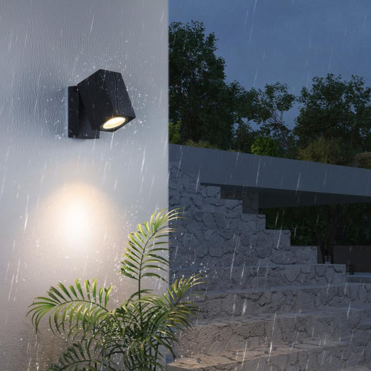 Adjustable Modern Black Square LED Outdoor Spotlight Wall Lamp for Garden