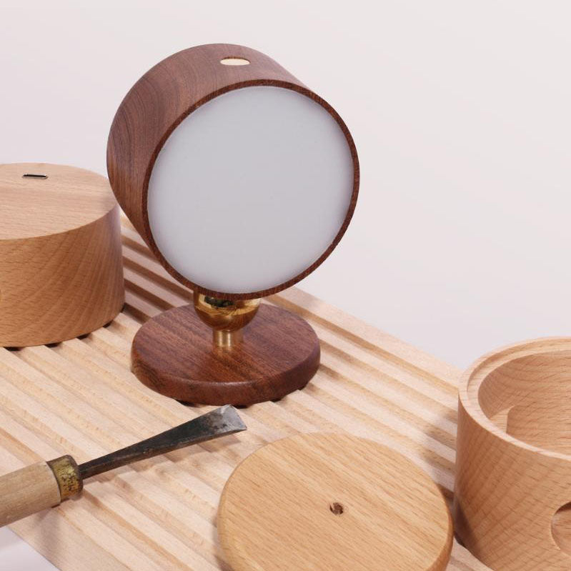 Rustic Wooden LED Wall Sconce with Rechargeable Touch Control for Bedrooms