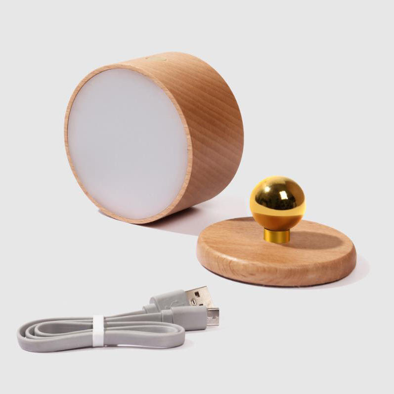 Rustic Wooden LED Wall Sconce with Rechargeable Touch Control for Bedrooms