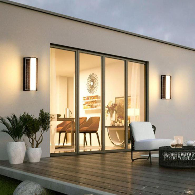 Contemporary Black Acrylic Solar LED Waterproof Garden Wall Light