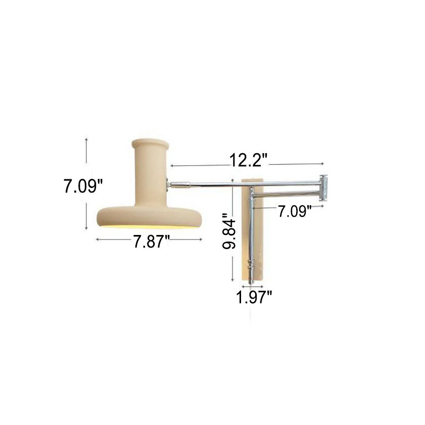 Beige Nordic Minimalist Swing Arm 1-Light Wall Sconce for Bedroom Decor