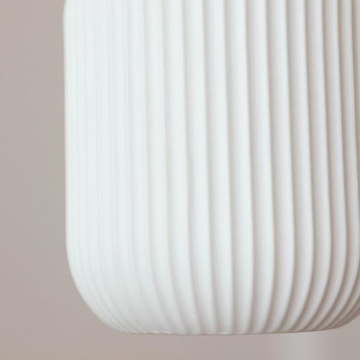 Japanese Ceramic Pleated Dome Pendant Light in Wood & Iron for Home