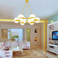 Modern Gold Wrought Iron & Glass Ball Chandelier for Living Room