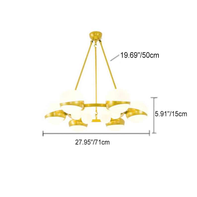 Modern Gold Wrought Iron & Glass Ball Chandelier for Living Room