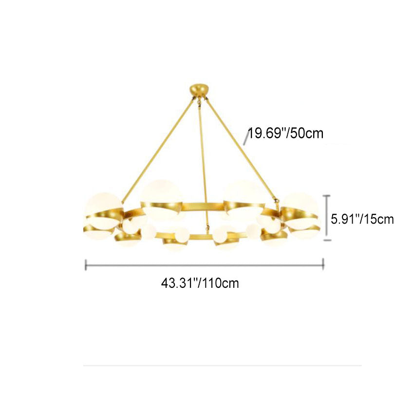 Modern Gold Wrought Iron & Glass Ball Chandelier for Living Room