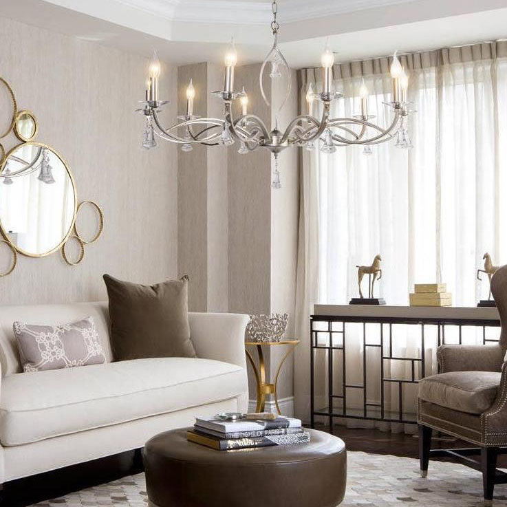 Elegant Gold Iron Frame Crystal Chandelier for Modern Living Spaces