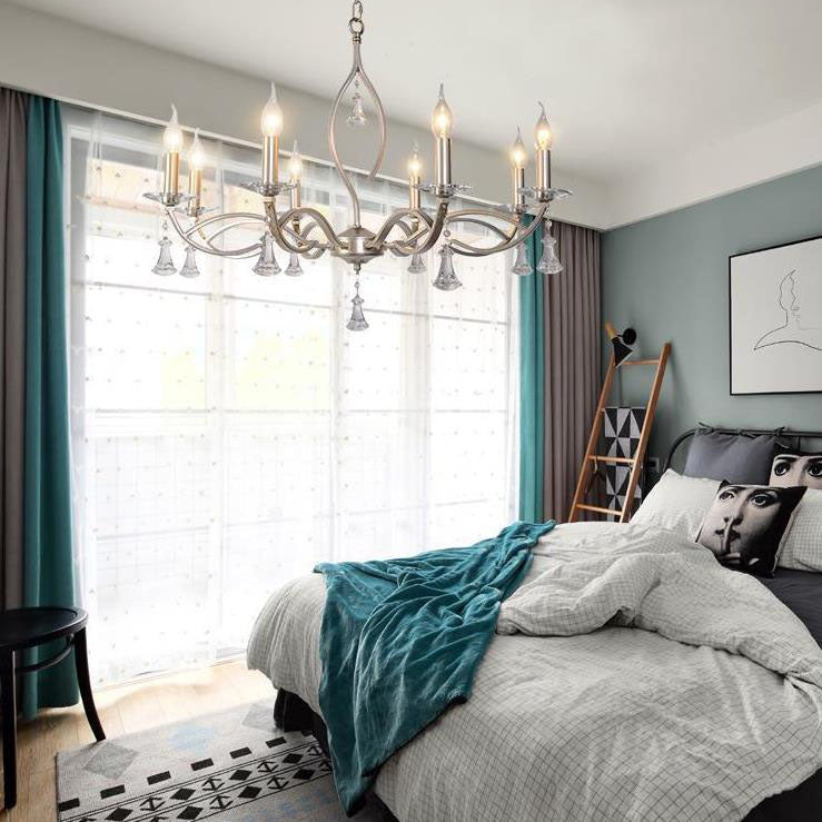 Elegant Gold Iron Frame Crystal Chandelier for Modern Living Spaces