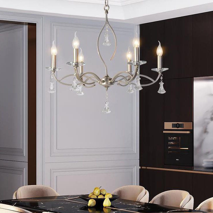Elegant Gold Iron Frame Crystal Chandelier for Modern Living Spaces