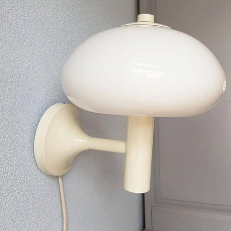Nordic White Iron and Glass Dome 1-Light Wall Sconce for Bedroom Decor