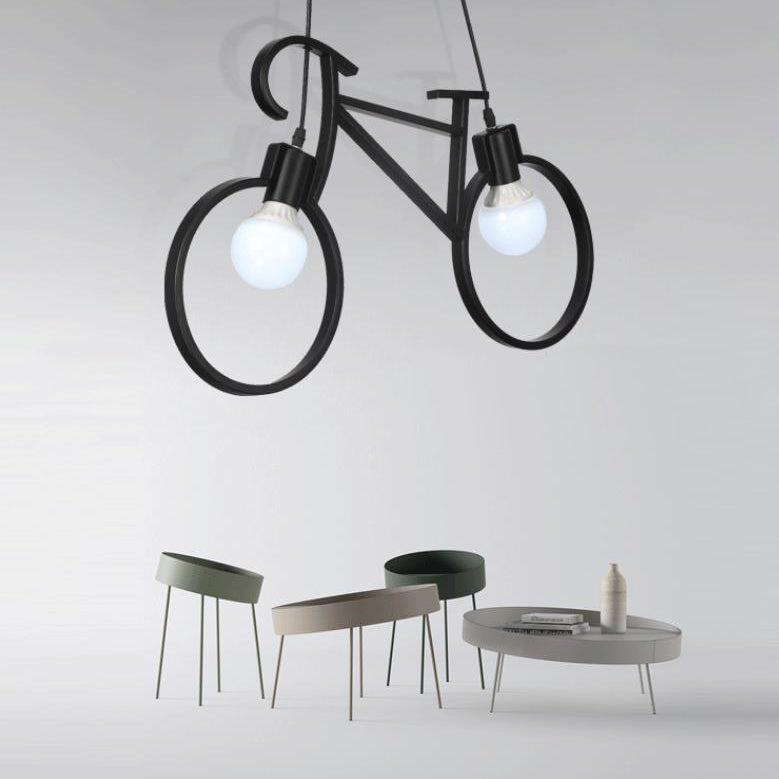Modern Iron Bicycle-Shaped 2-Light Chandelier for Kids’ Room Decor