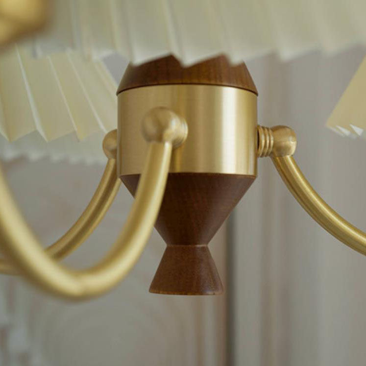 Nordic Retro Copper Pleated 3/5-Light Chandelier for Living Room Decor