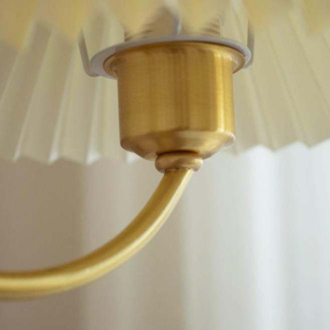 Nordic Retro Style Copper Pleated Chandelier for Living Room 3/5-Light