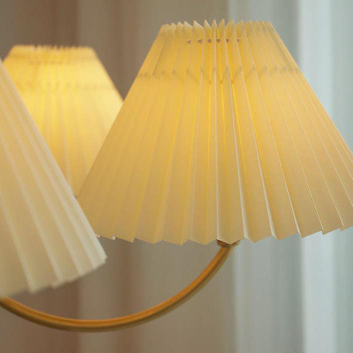 Nordic Retro Style Copper Pleated Chandelier for Living Room 3/5-Light