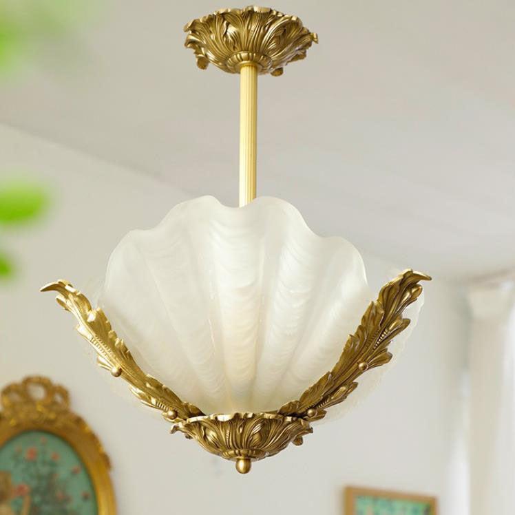 Elegant Brass Finish Art Deco Shell Chandelier for Living Room Lighting