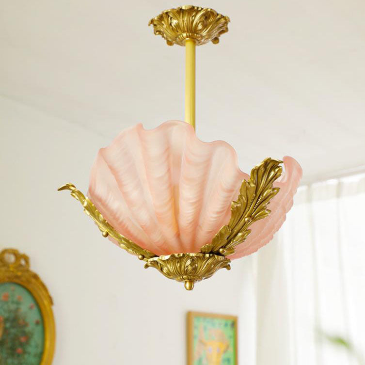Elegant Brass Finish Art Deco Shell Chandelier for Living Room Lighting