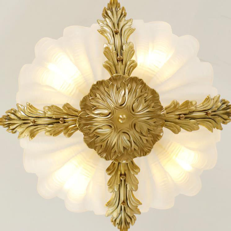 Elegant Brass Finish Art Deco Shell Chandelier for Living Room Lighting
