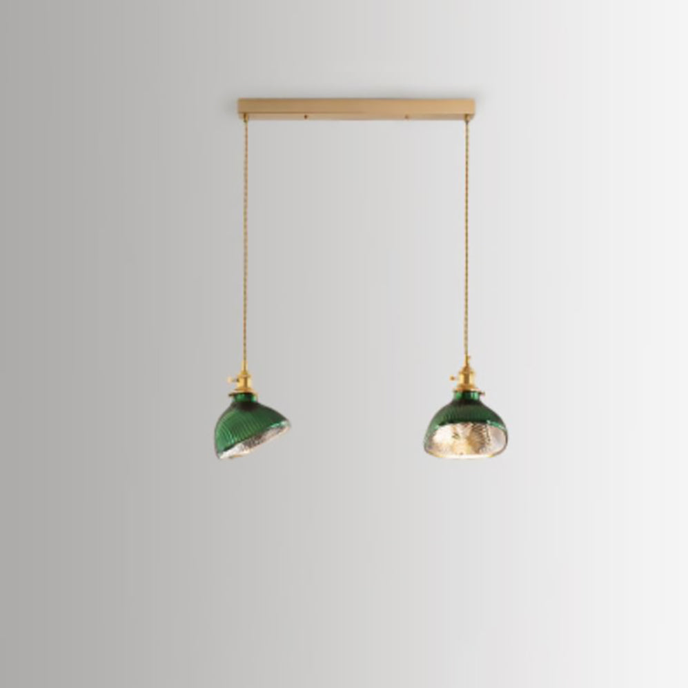 Vintage Green Brass Glass Chandelier Pendant Light for Kitchen Island