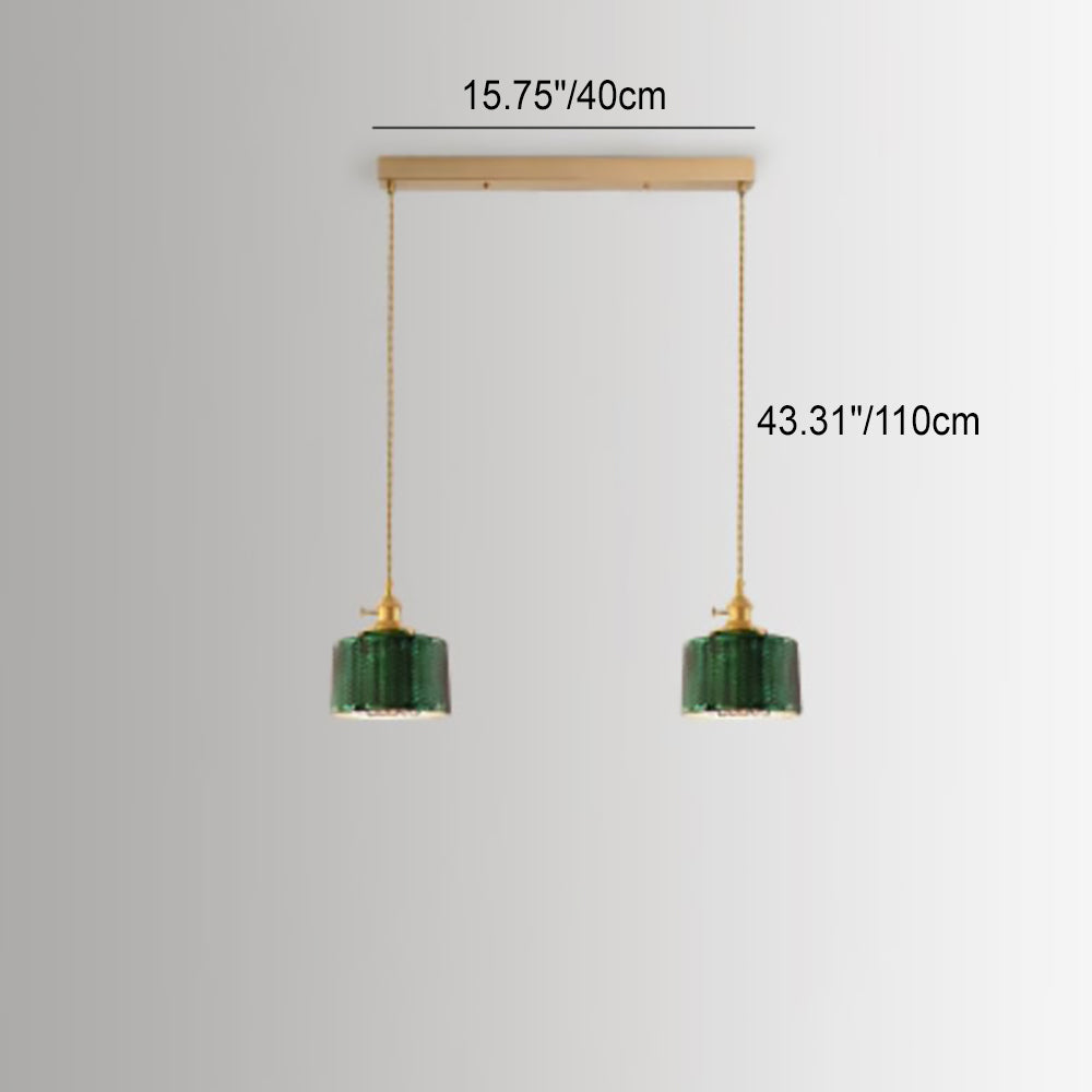 Vintage Green Brass Glass Chandelier Pendant Light for Kitchen Island