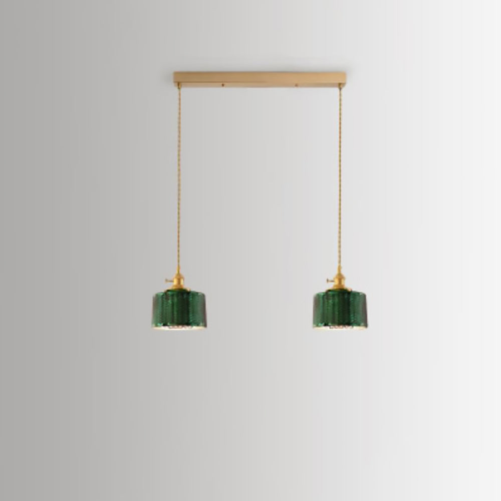 Vintage Green Brass Glass Chandelier Pendant Light for Kitchen Island