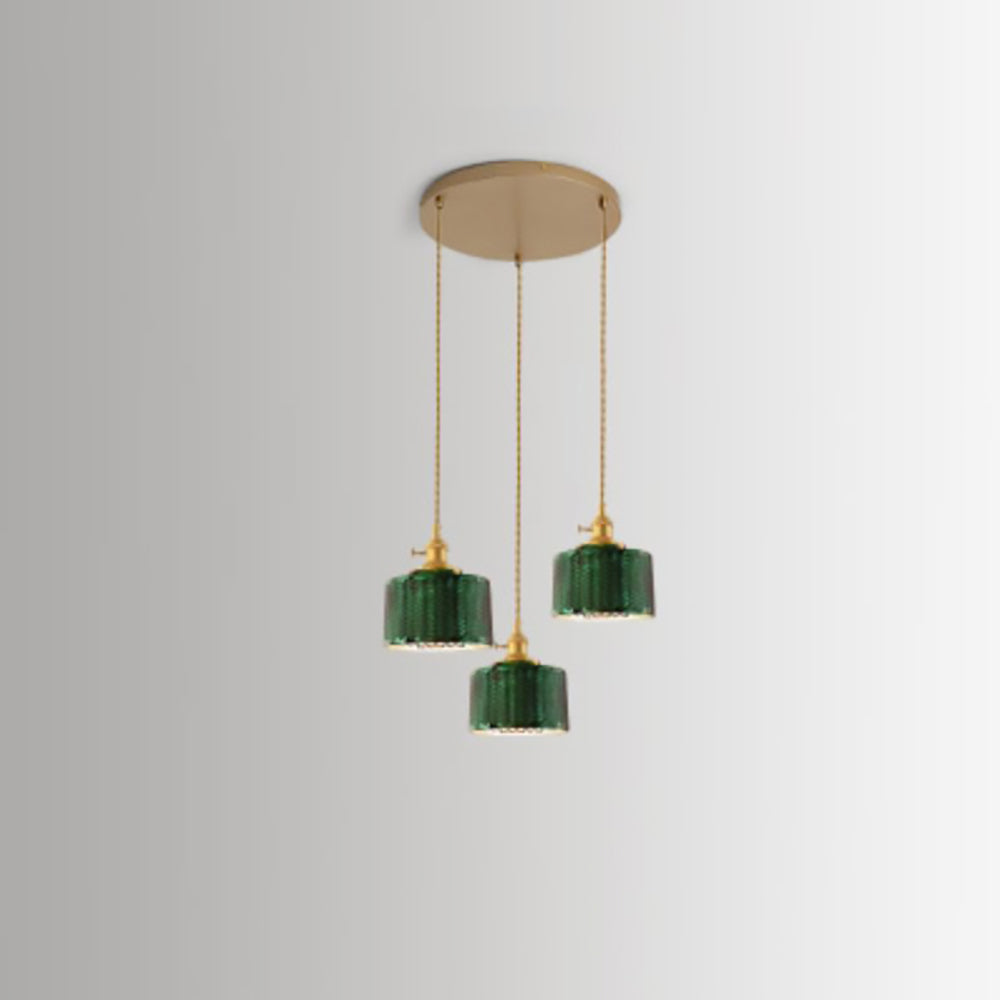 Vintage Green Brass Glass Chandelier Pendant Light for Kitchen Island