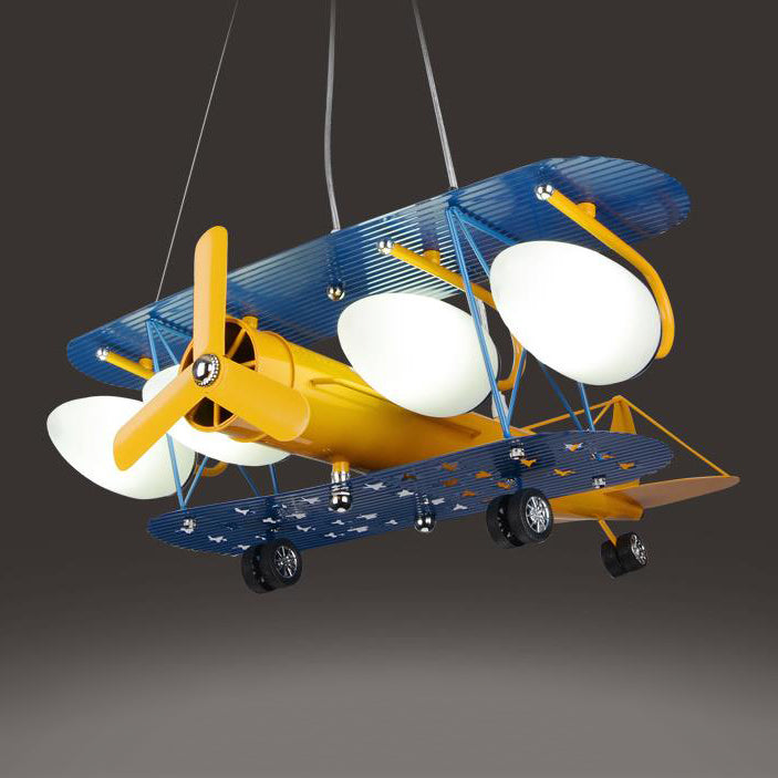 Colorful Cartoon Aircraft 5-Light Metal Chandelier for Kids' Bedroom