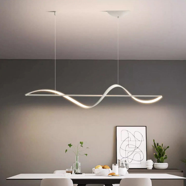 Sleek Aluminum Linear LED Chandelier in Silicone for Dining Room Elegance