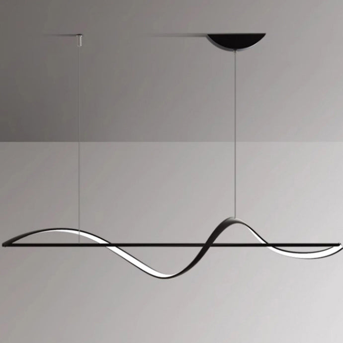 Sleek Aluminum Linear LED Chandelier in Silicone for Dining Room Elegance