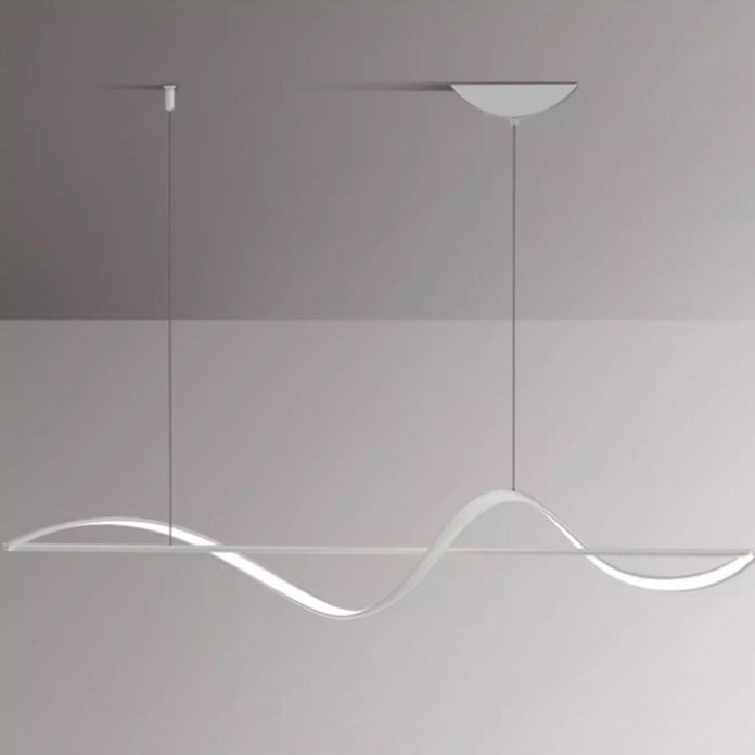 Sleek Aluminum Linear LED Chandelier in Silicone for Dining Room Elegance