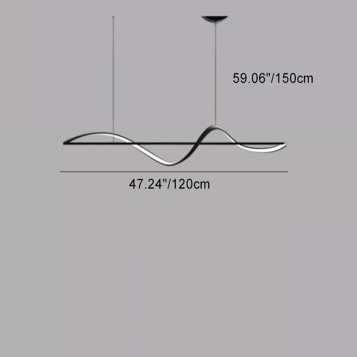 Sleek Aluminum Linear LED Chandelier in Silicone for Dining Room Elegance