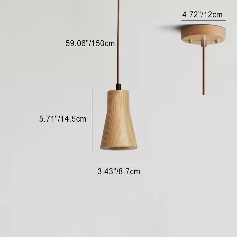 Natural Wood Small Cylindrical Pendant Light for Rustic Home Décor