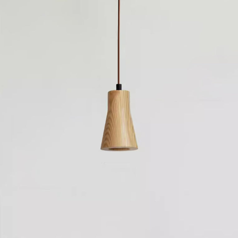Natural Wood Small Cylindrical Pendant Light for Rustic Home Décor