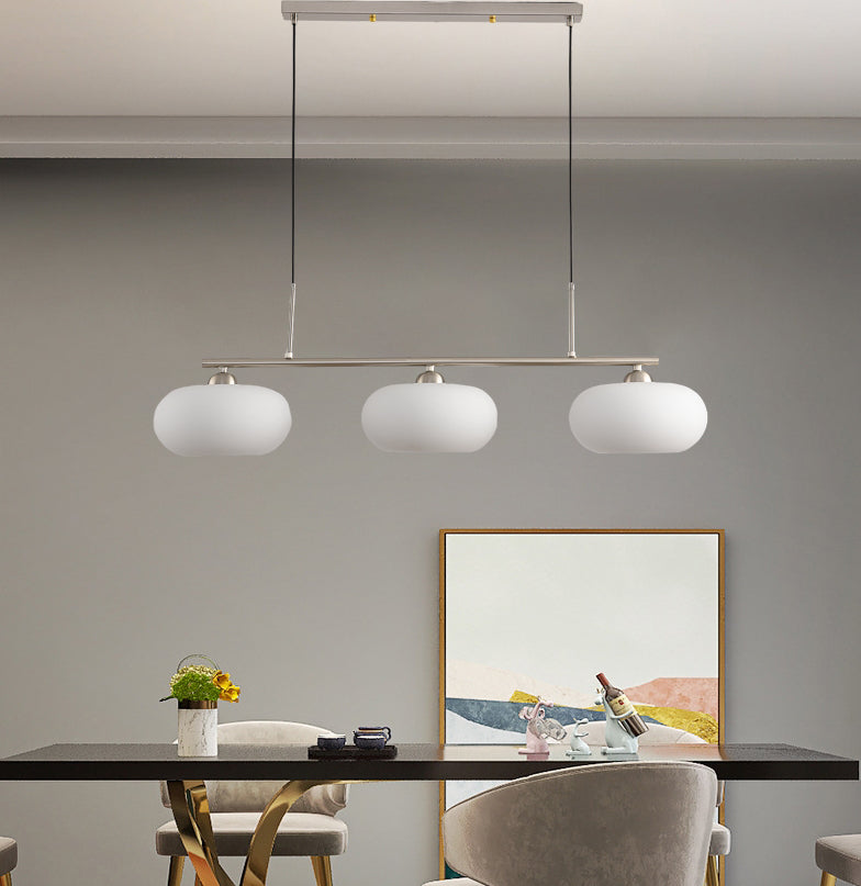 Elegant Persimmon Milk White Glass 3-Light Island Chandelier for Kitchen