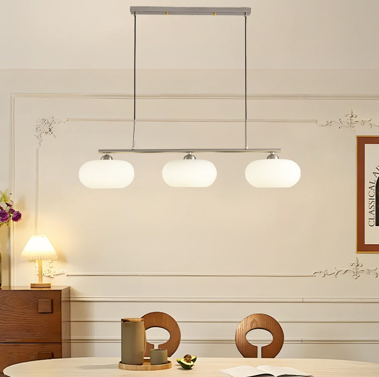 Elegant Persimmon Milk White Glass 3-Light Island Chandelier for Kitchen