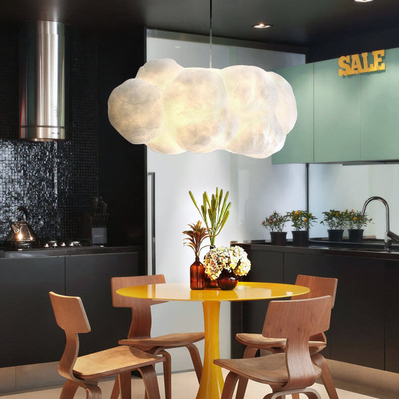 Contemporary White Fabric LED Pendant Light for Bedroom or Living Room